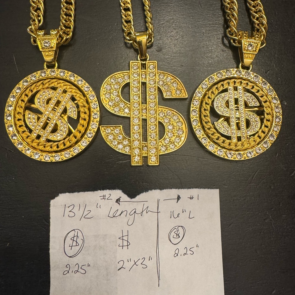 Gold Dollar Sign Pendant Necklace